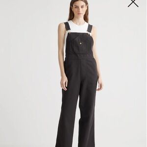 Quince Black Organic Stretch Cotton Twill Overalls